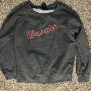 Wrangler Charcoal Sweatshirt with Pink Script